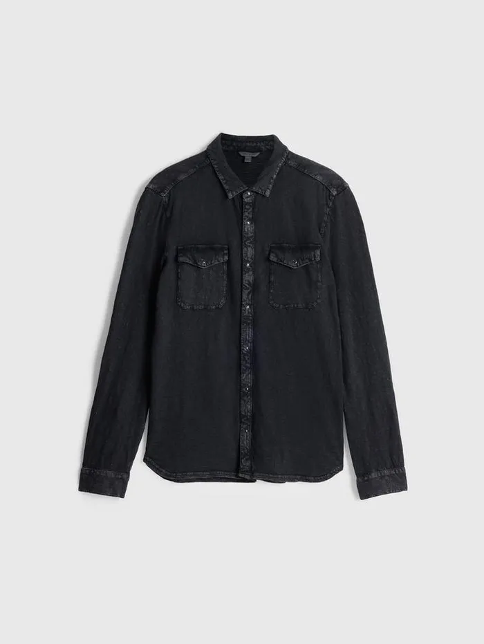 Shirts Men John Varvatos ARVON WESTERN SHIRT Charcoal