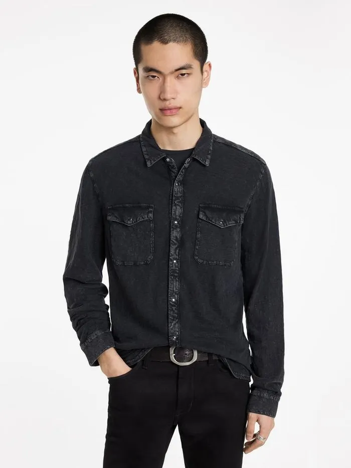 Shirts Men John Varvatos ARVON WESTERN SHIRT Charcoal