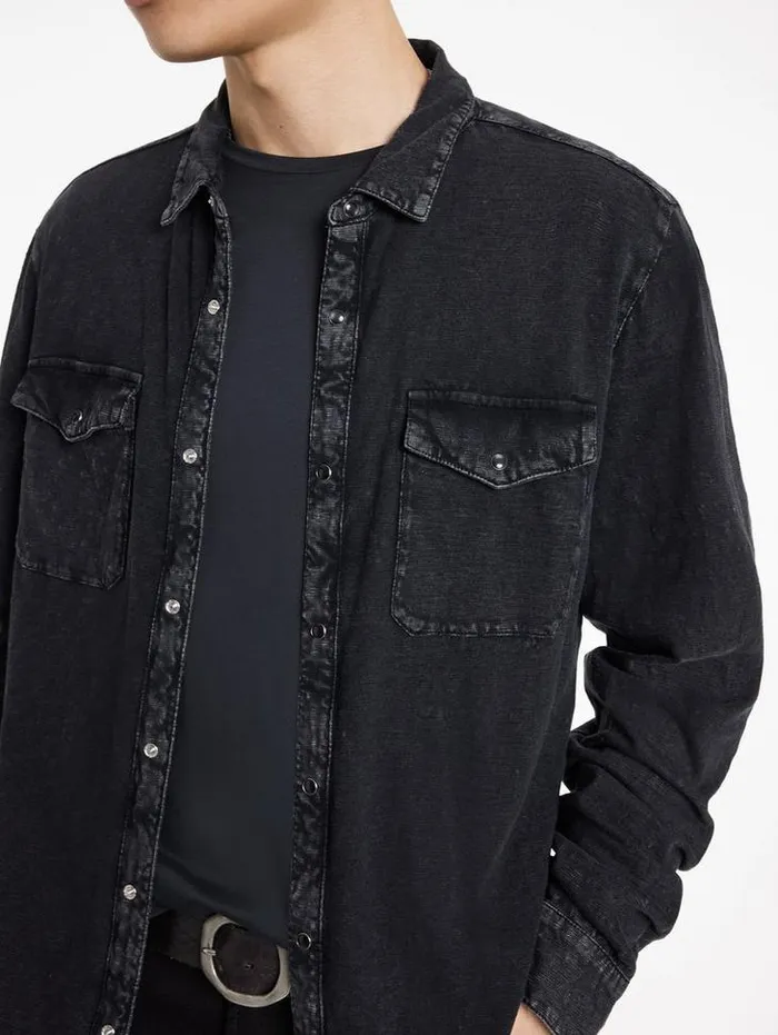 Shirts Men John Varvatos ARVON WESTERN SHIRT Charcoal
