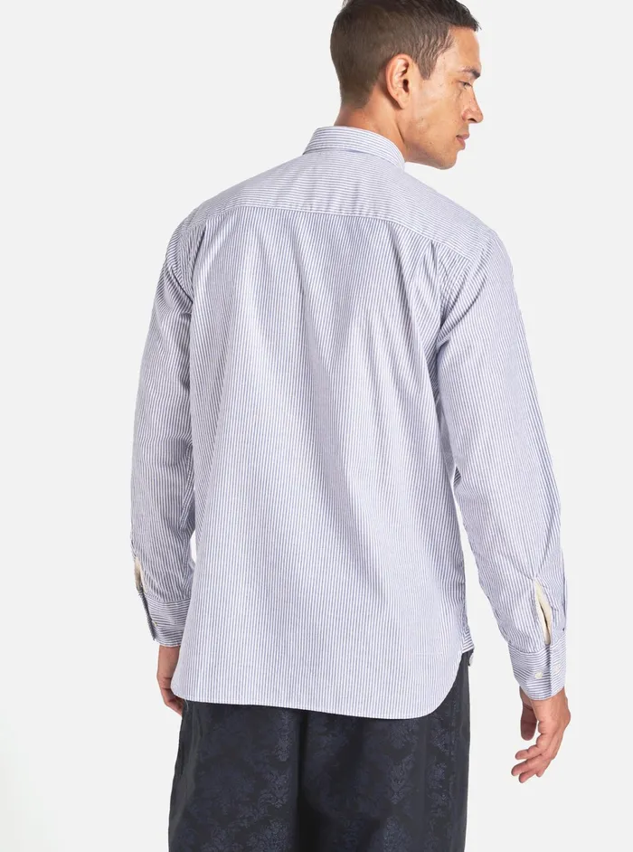 Shirts Men Universal Works Universal Works Square Pocket Shirt In Navy Security Stripe Cotton