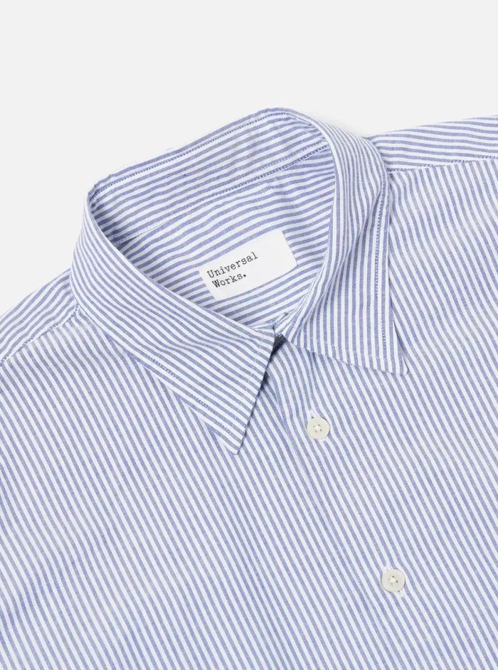 Shirts Men Universal Works Universal Works Square Pocket Shirt In Navy Security Stripe Cotton