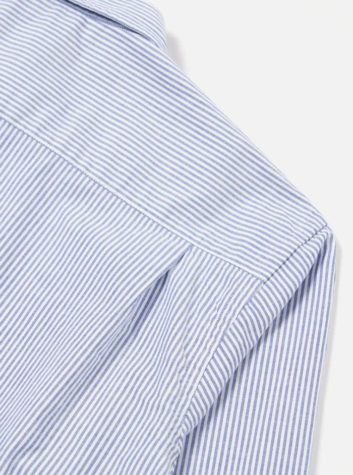 Shirts Men Universal Works Universal Works Square Pocket Shirt In Navy Security Stripe Cotton
