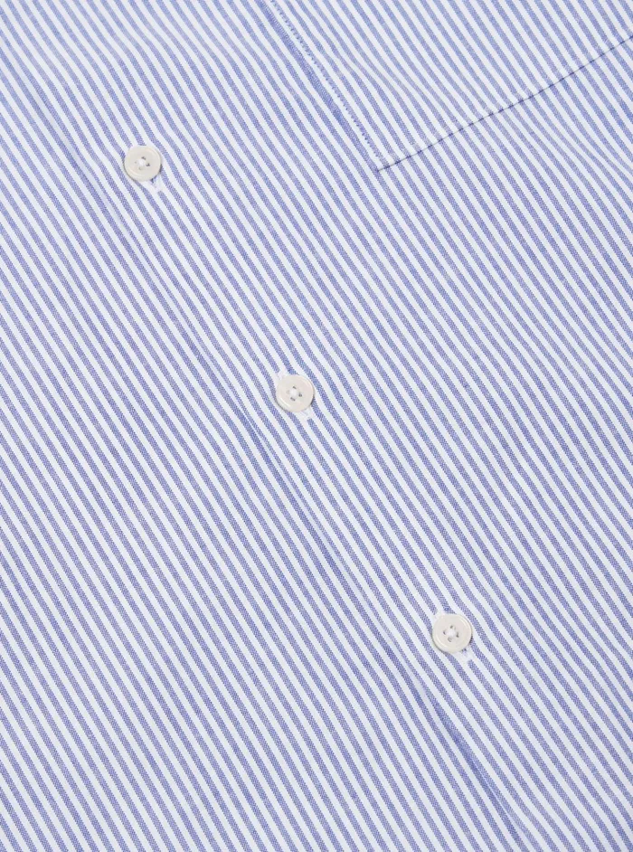Shirts Men Universal Works Universal Works Square Pocket Shirt In Navy Security Stripe Cotton