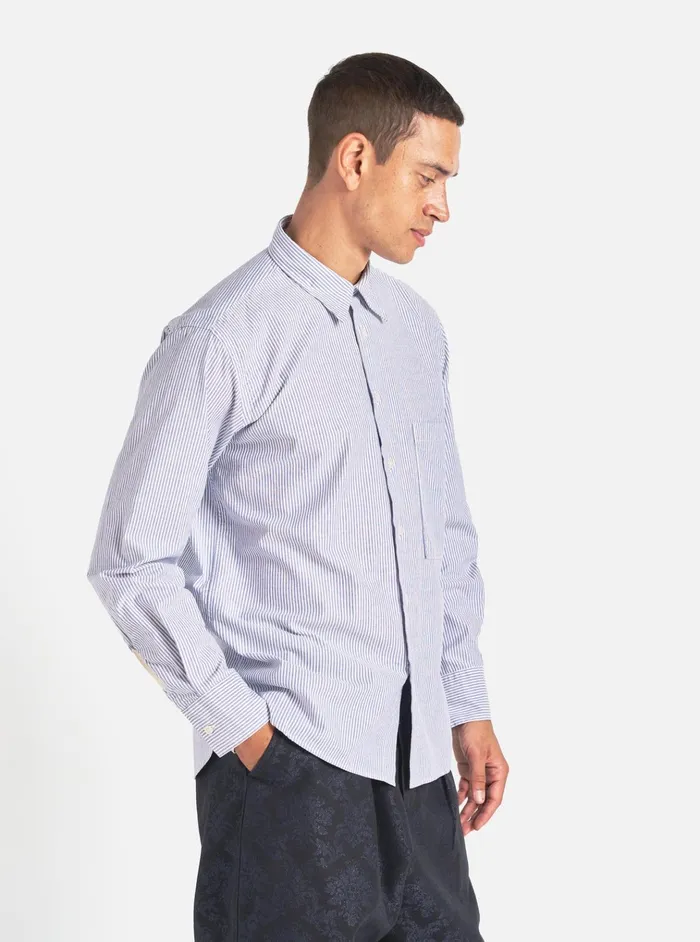 Shirts Men Universal Works Universal Works Square Pocket Shirt In Navy Security Stripe Cotton