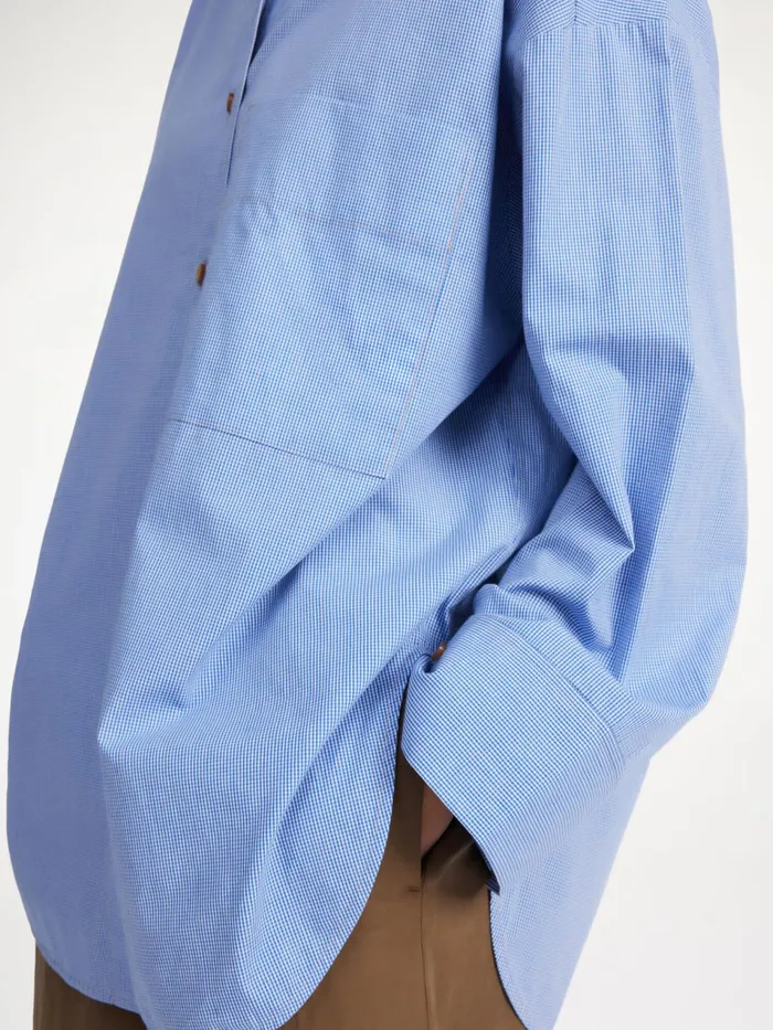 Shirts Women By Malene Birger Derris Organic Cotton Shirt Mini Check Blue