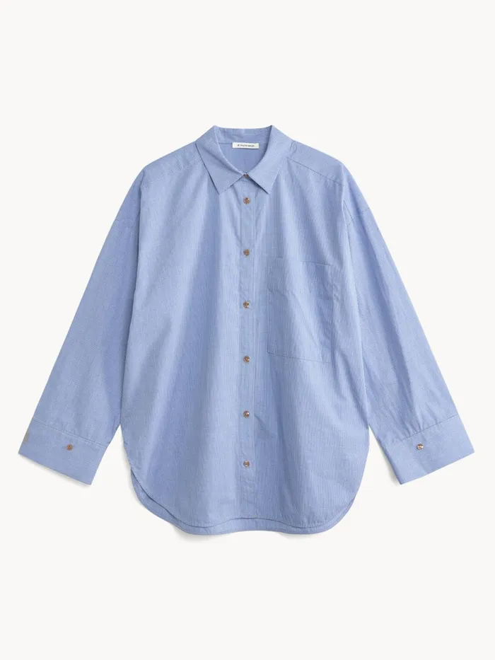 Shirts Women By Malene Birger Derris Organic Cotton Shirt Mini Check Blue
