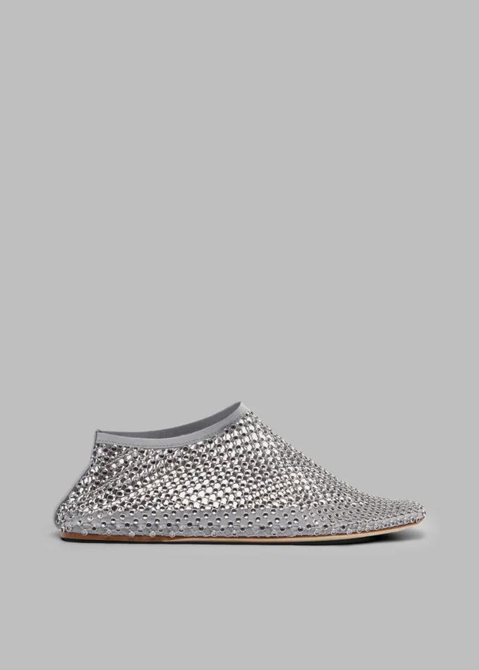 Shoes Women The Frankie Shop Christopher Esber Minette Crystal Flats 8211 Slate Grey