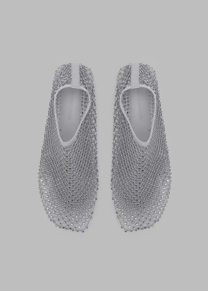 Shoes Women The Frankie Shop Christopher Esber Minette Crystal Flats 8211 Slate Grey