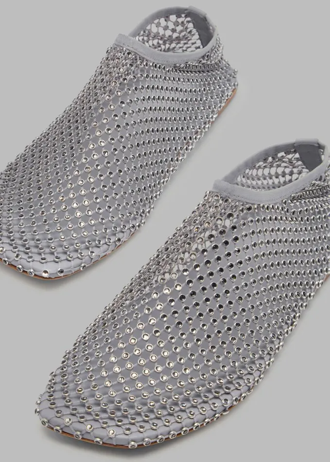 Shoes Women The Frankie Shop Christopher Esber Minette Crystal Flats 8211 Slate Grey