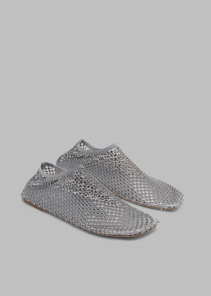 Shoes Women The Frankie Shop Christopher Esber Minette Crystal Flats 8211 Slate Grey
