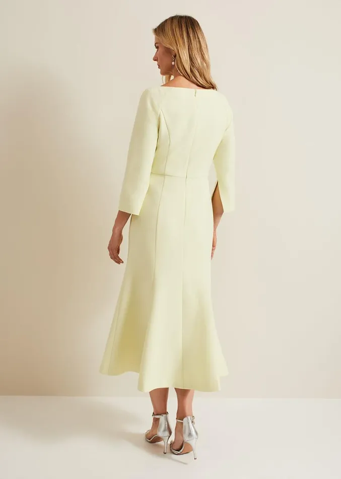Sienna Tux Button Midi Dress Pale Yellow Women Phase Eight Dresses