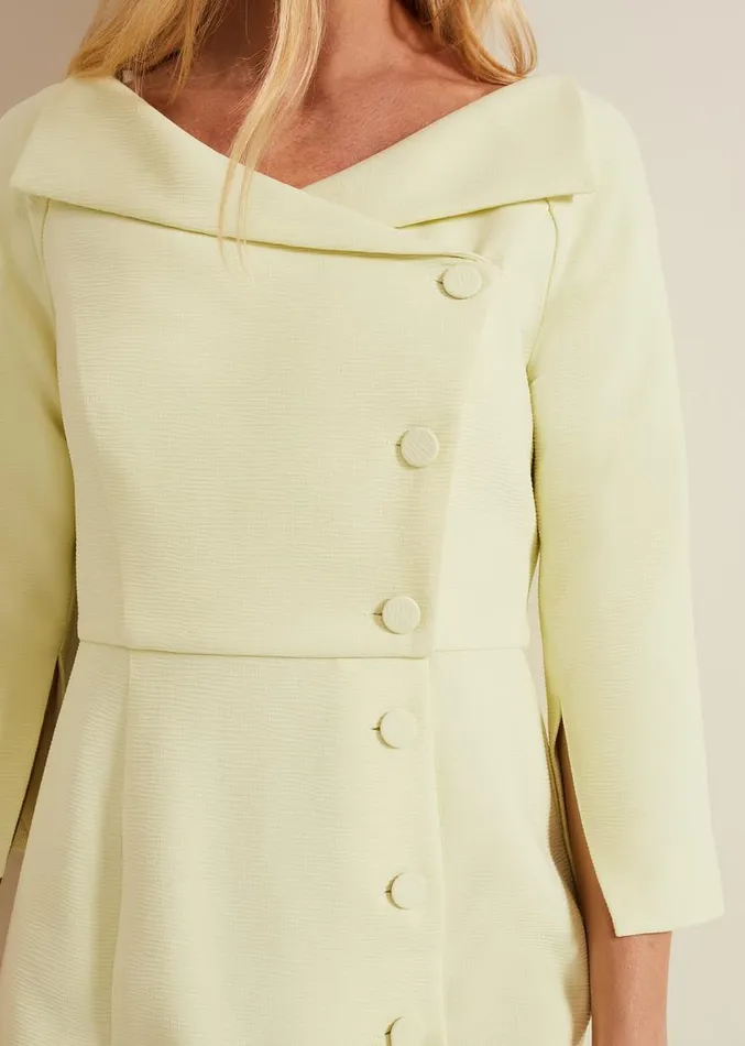 Sienna Tux Button Midi Dress Pale Yellow Women Phase Eight Dresses