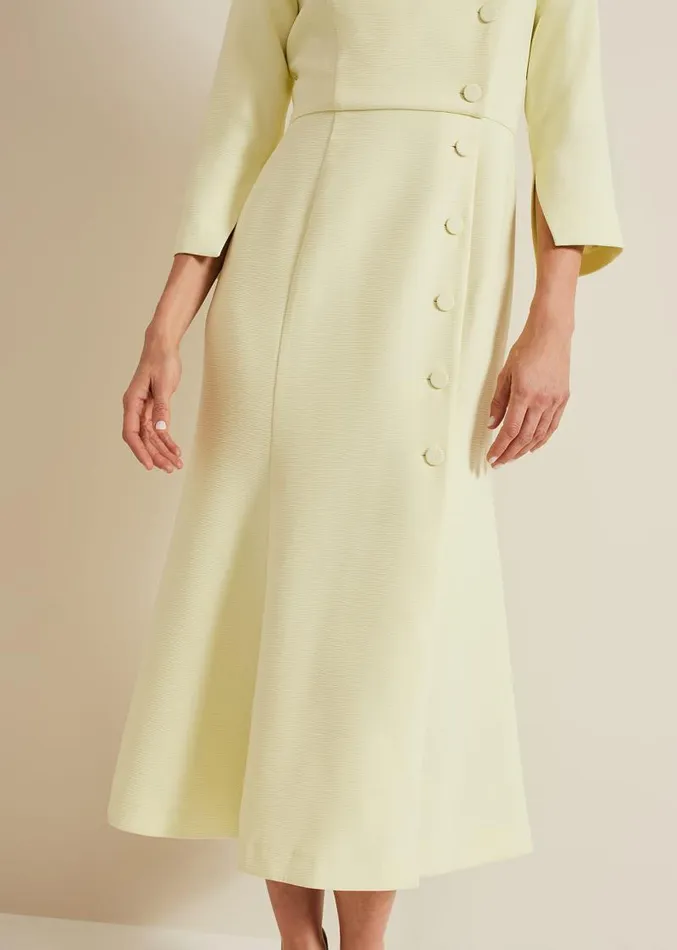 Sienna Tux Button Midi Dress Pale Yellow Women Phase Eight Dresses