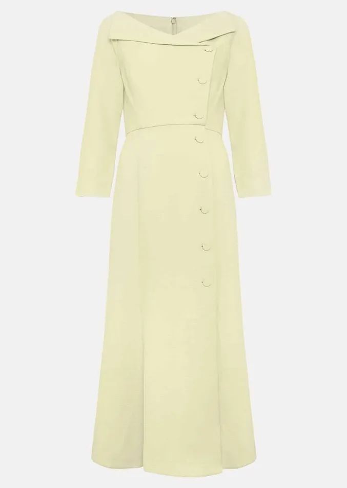 Sienna Tux Button Midi Dress Pale Yellow Women Phase Eight Dresses