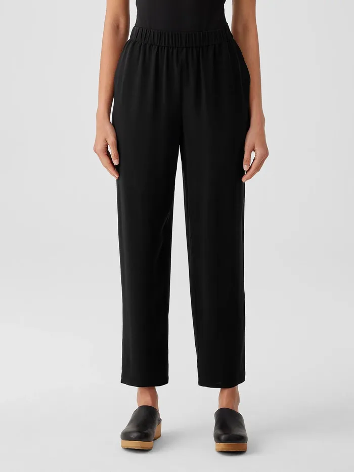 Silk Georgette Crepe Tapered Pant Black Women Eileen Fisher Pants Shorts and Jumpsuits