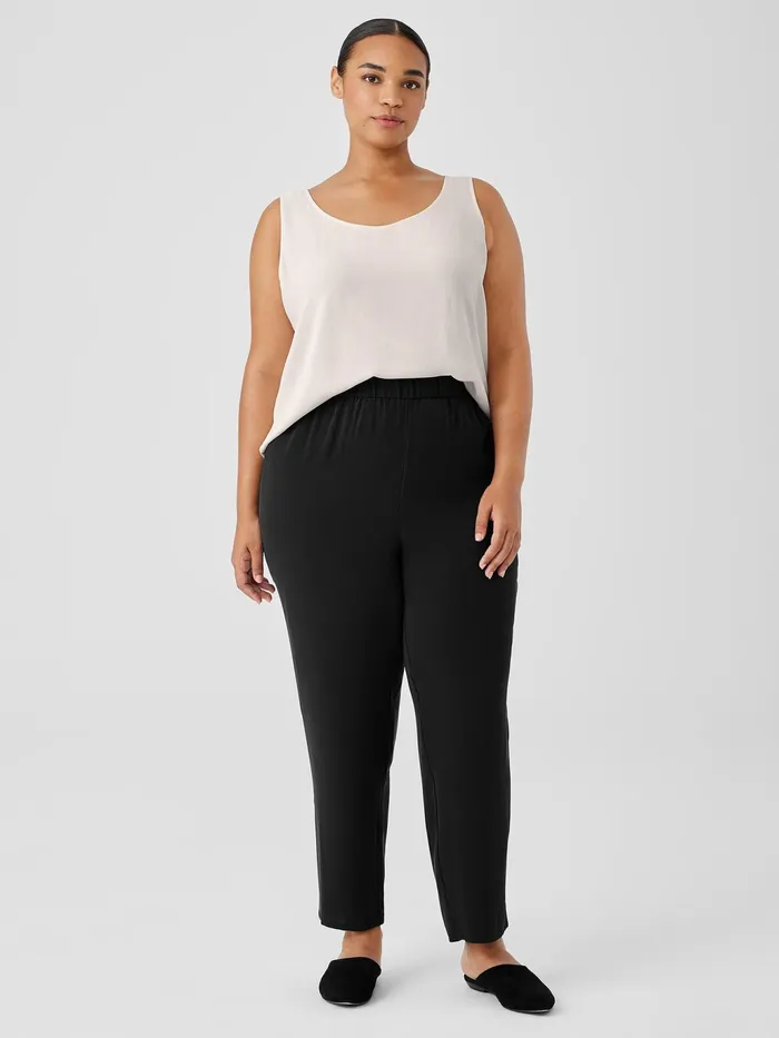 Silk Georgette Crepe Tapered Pant Black Women Eileen Fisher Pants Shorts and Jumpsuits