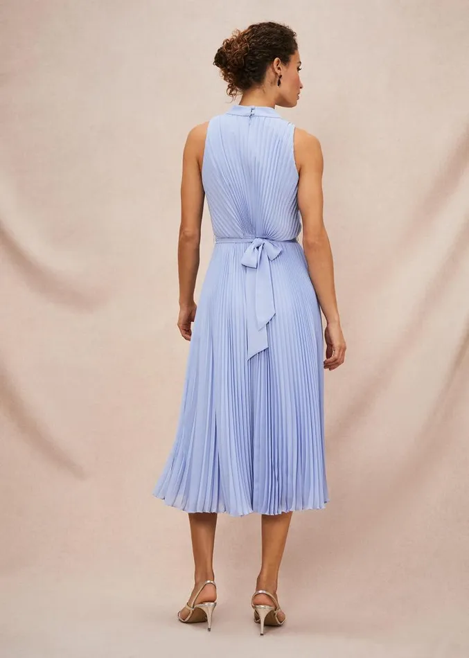 Simara Pleated Midi Dress Cornflower Women Phase Eight Dresses