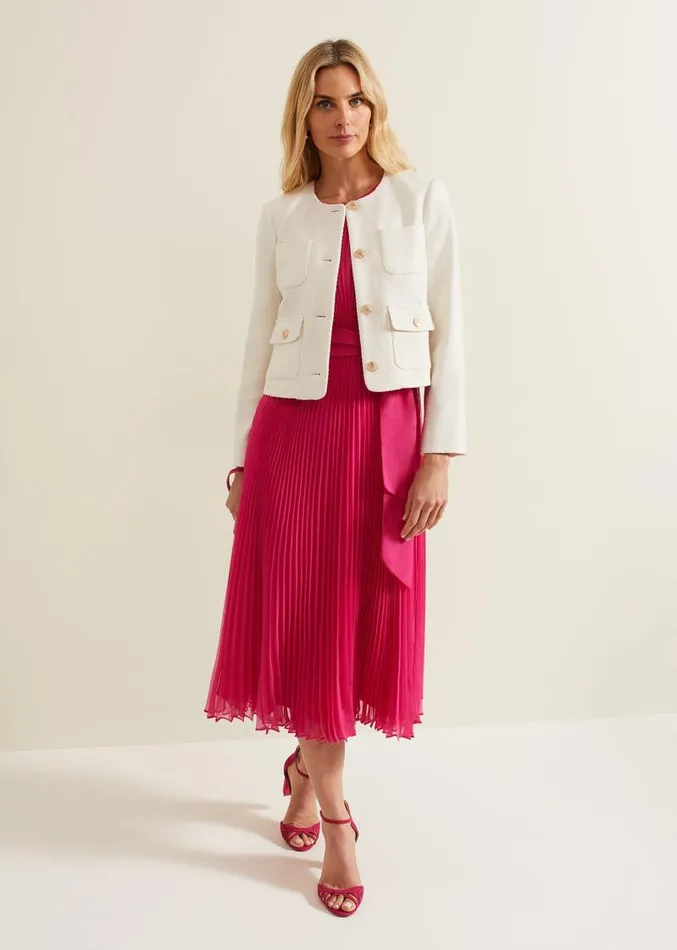 Simara Pleated Midi Dress Pink Women Phase Eight Dresses