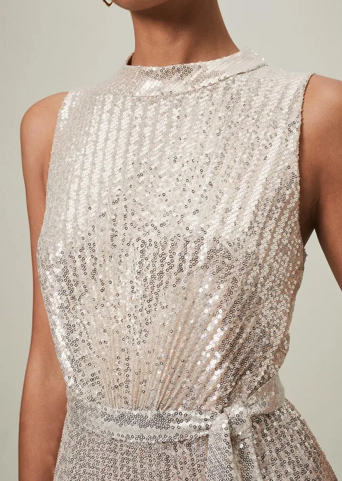 Simara Sequin Maxi Dress Soft Gold Women Phase Eight Dresses