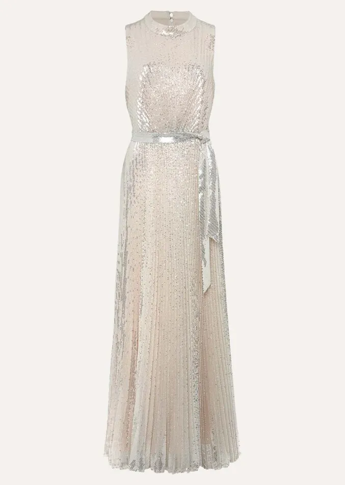 Simara Sequin Maxi Dress Soft Gold Women Phase Eight Dresses