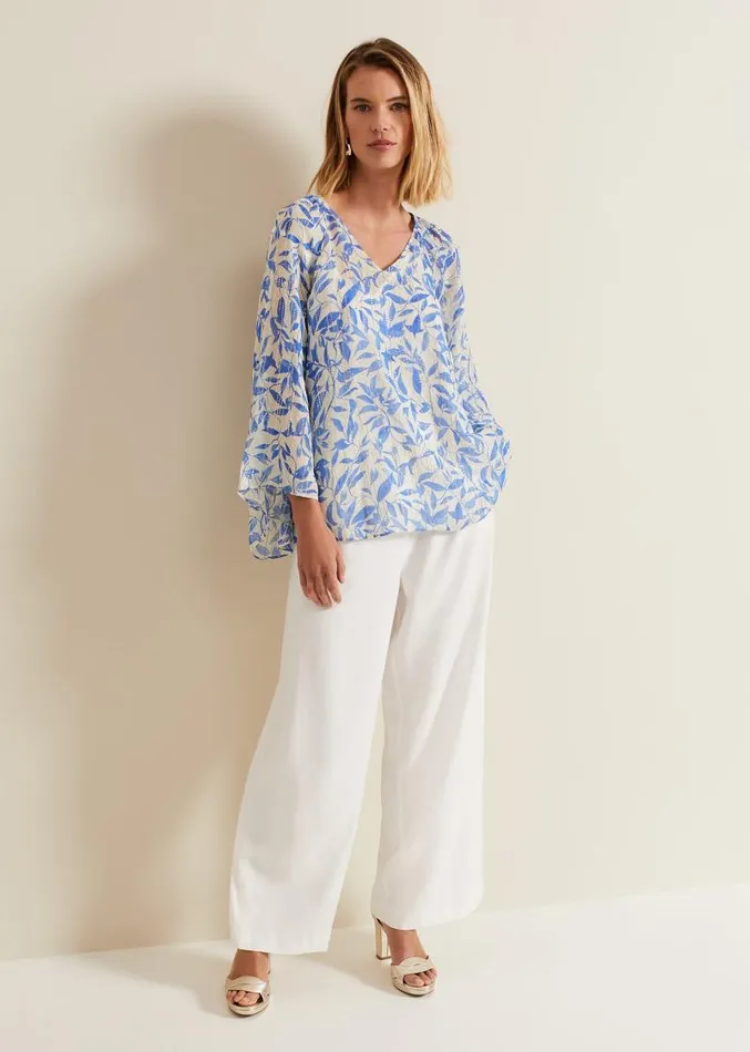 Simi Leaf Filcoupe Blouse Blue Women Phase Eight Shirts and Blouses