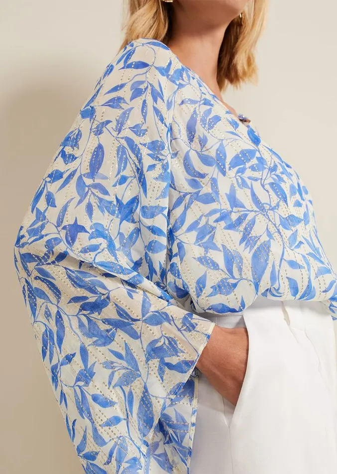 Simi Leaf Filcoupe Blouse Blue Women Phase Eight Shirts and Blouses