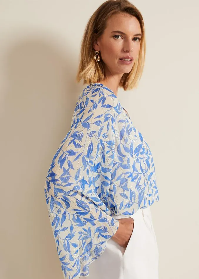 Simi Leaf Filcoupe Blouse Blue Women Phase Eight Shirts and Blouses