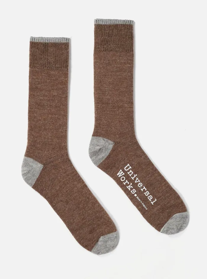 Socks Men Universal Works Universal Works Alpaca Sock In Brown Alpaca Wool