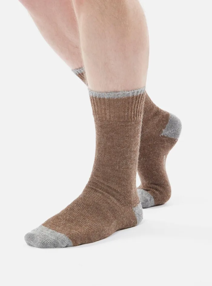 Socks Men Universal Works Universal Works Alpaca Sock In Brown Alpaca Wool