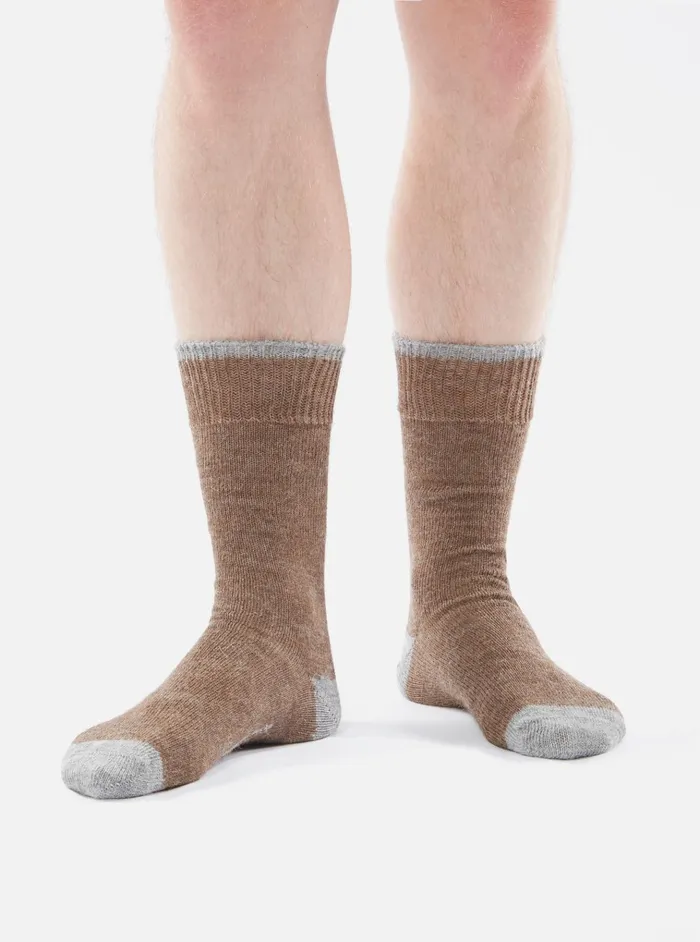 Socks Men Universal Works Universal Works Alpaca Sock In Brown Alpaca Wool