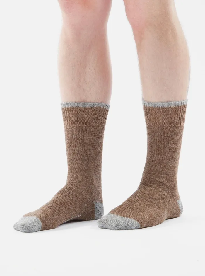 Socks Men Universal Works Universal Works Alpaca Sock In Brown Alpaca Wool