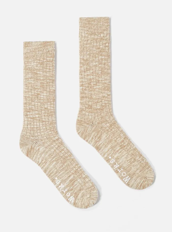 Socks Men Universal Works Universal Works Slub Sock In Dark Sand Slub Knit