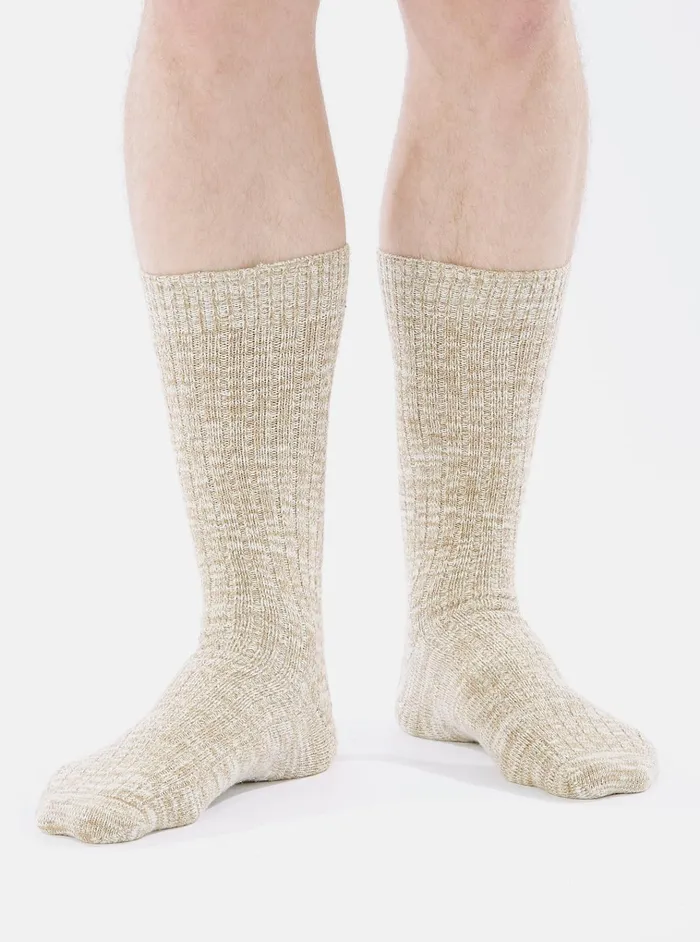 Socks Men Universal Works Universal Works Slub Sock In Dark Sand Slub Knit Socks Men Universal Works Universal Works Slub Sock In Dark Sand Slub Knit