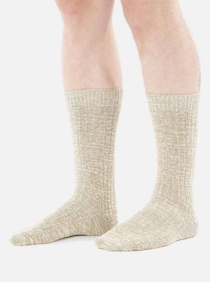 Socks Men Universal Works Universal Works Slub Sock In Dark Sand Slub Knit Socks Men Universal Works Universal Works Slub Sock In Dark Sand Slub Knit