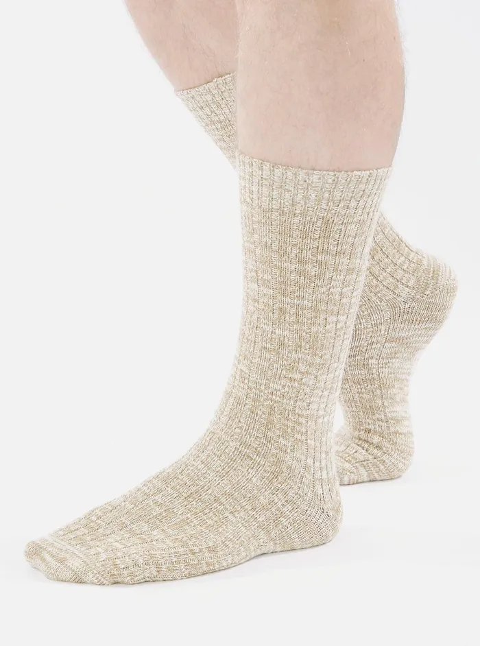 Socks Men Universal Works Universal Works Slub Sock In Dark Sand Slub Knit Socks Men Universal Works Universal Works Slub Sock In Dark Sand Slub Knit