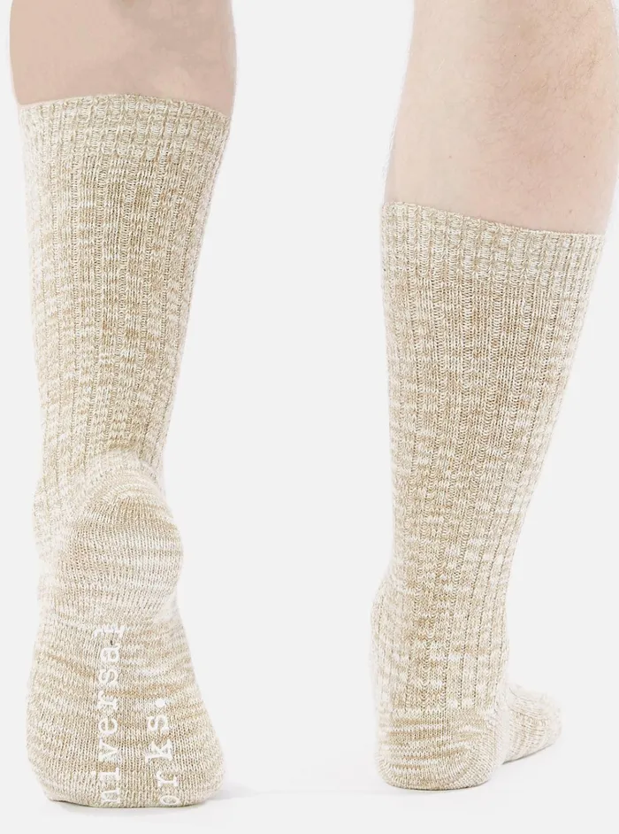 Socks Men Universal Works Universal Works Slub Sock In Dark Sand Slub Knit Socks Men Universal Works Universal Works Slub Sock In Dark Sand Slub Knit