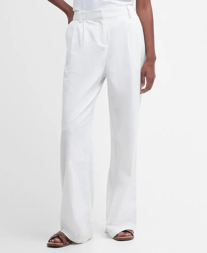 Somerland WideLeg Trousers Classic White Women Barbour Trousers and Shorts