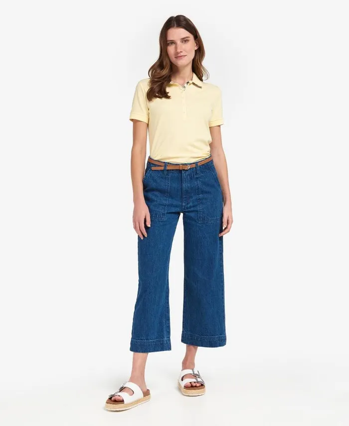Southport Cropped Jeans Ecru Women Barbour Trousers and Shorts