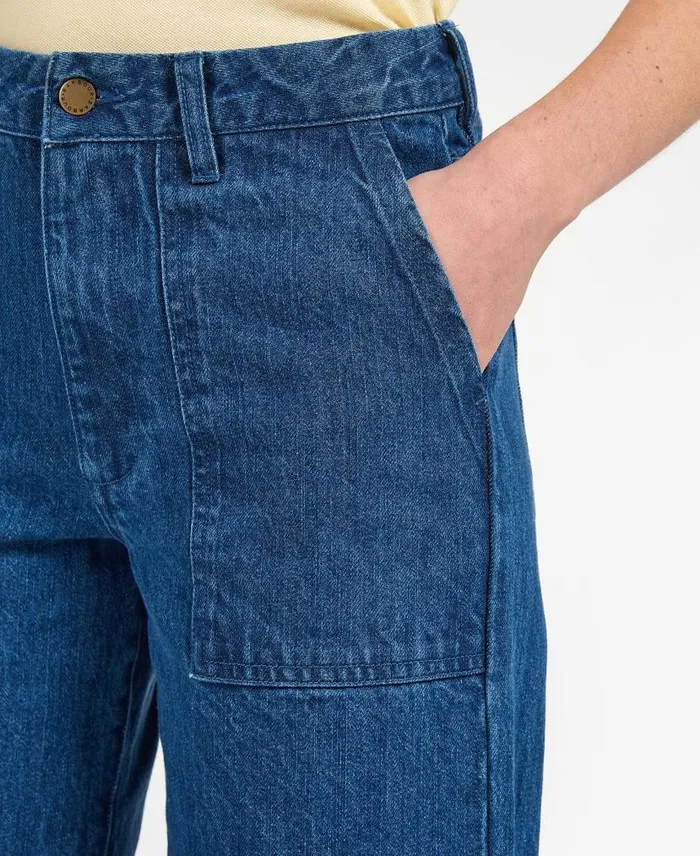 Southport Cropped Jeans Ecru Women Barbour Trousers and Shorts