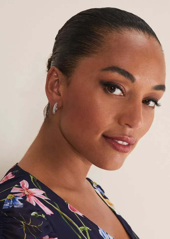 Sparkle Hoop Earrings Silver Women Phase Eight Jewellery