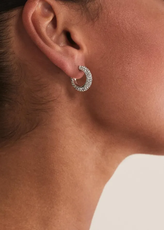 Sparkle Hoop Earrings Silver Women Phase Eight Jewellery