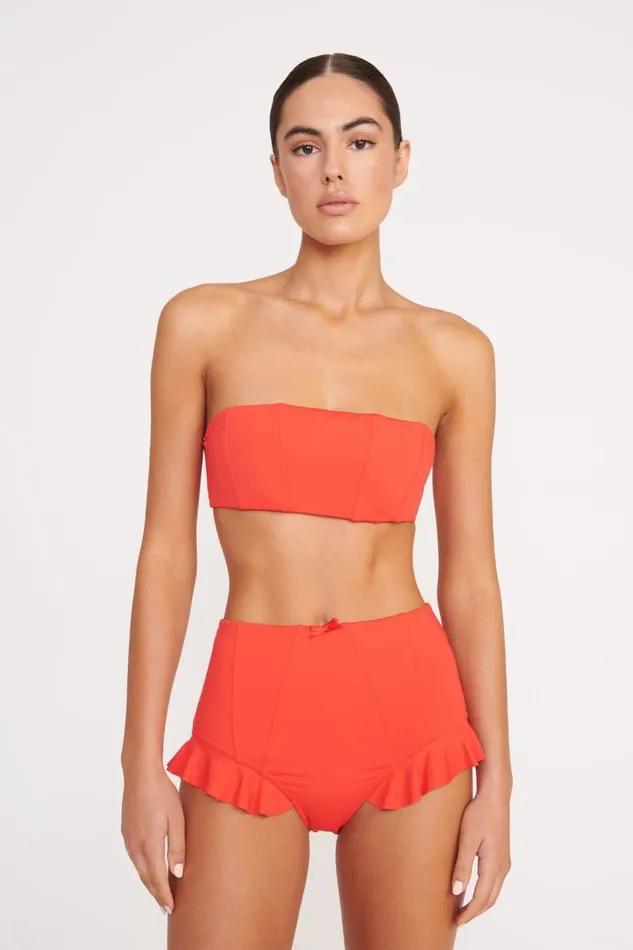STAUD Bikinis Women STAUD FLOURISH HIGH RISE BIKINI BOTTOM RED ROSE STAUD Bikinis Women STAUD FLOURISH HIGH RISE BIKINI BOTTOM RED ROSE