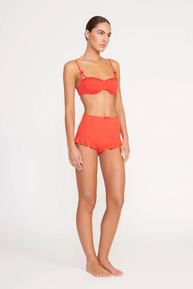 STAUD Bikinis Women STAUD FLOURISH HIGH RISE BIKINI BOTTOM RED ROSE STAUD Bikinis Women STAUD FLOURISH HIGH RISE BIKINI BOTTOM RED ROSE