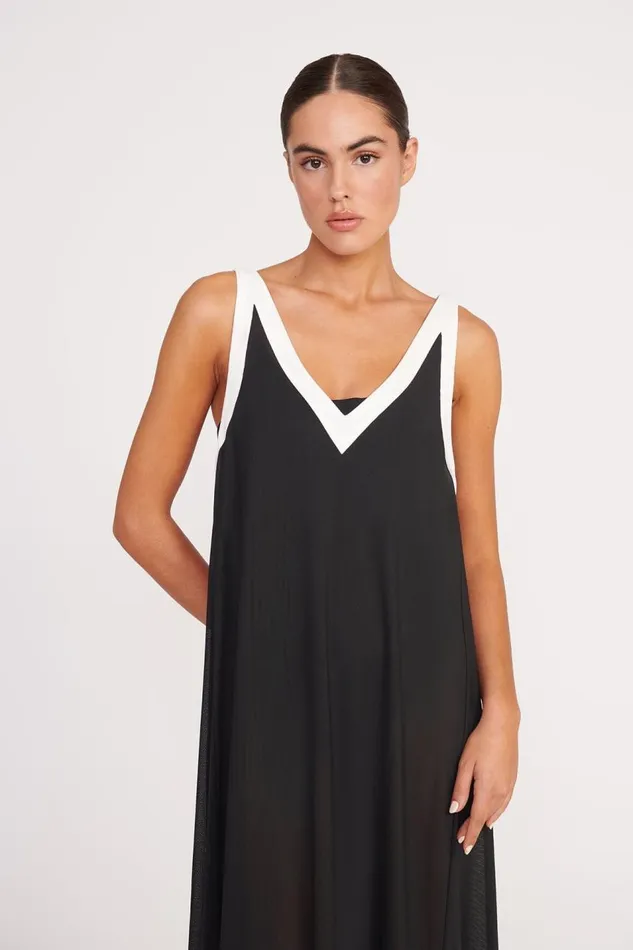 STAUD CoverUps Women STAUD AVELINE DRESS BLACK WHITE STAUD CoverUps Women STAUD AVELINE DRESS BLACK WHITE