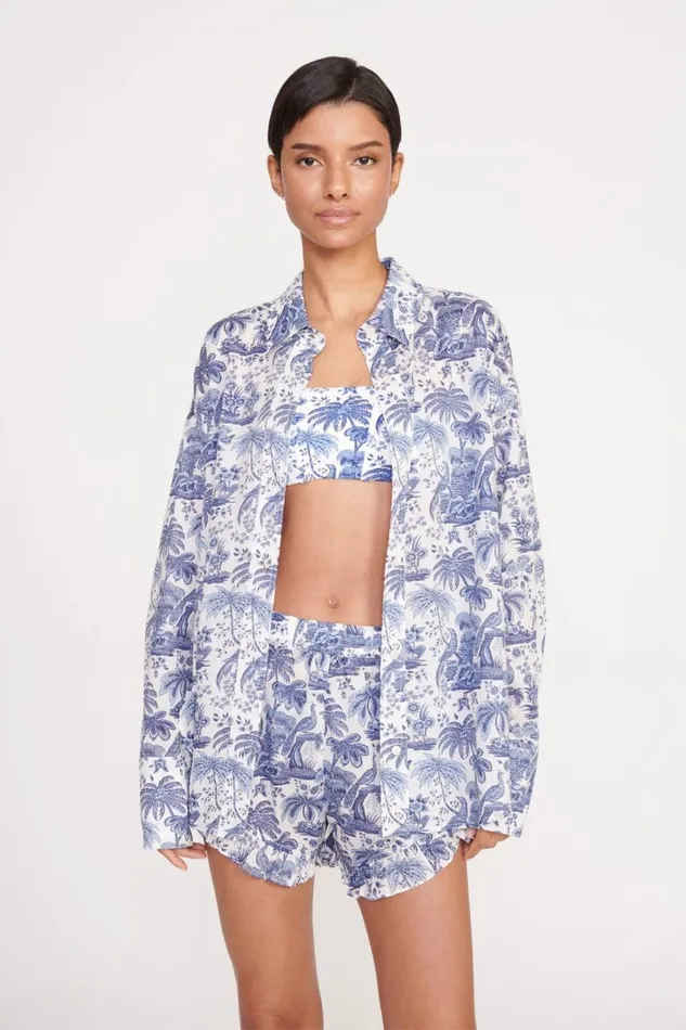 STAUD CoverUps Women STAUD COLTON SHIRT BLUE TOILE STAUD CoverUps Women STAUD COLTON SHIRT BLUE TOILE