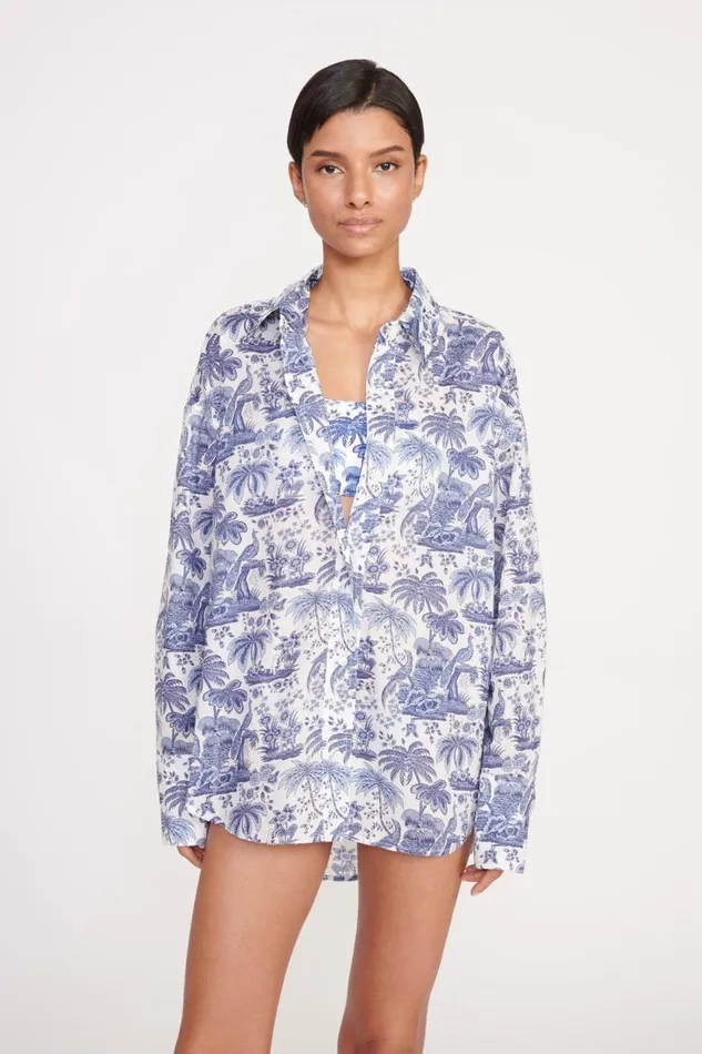 STAUD CoverUps Women STAUD COLTON SHIRT BLUE TOILE STAUD CoverUps Women STAUD COLTON SHIRT BLUE TOILE
