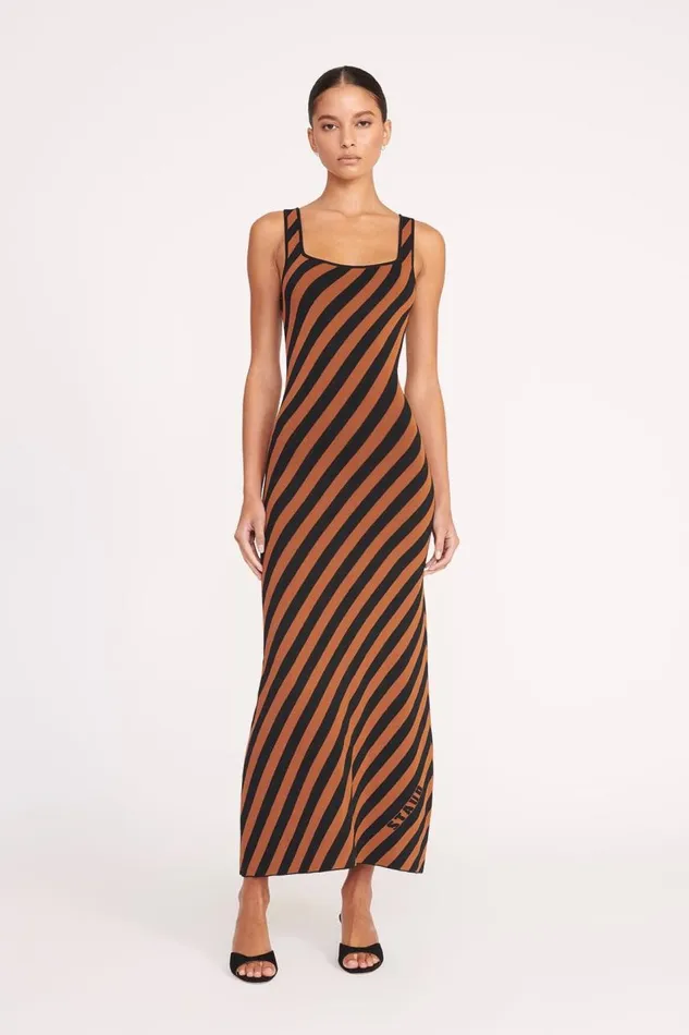 STAUD Dresses Women STAUD KATIE DRESS BLACK TAN SEASHORE STRIPE