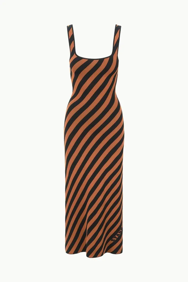 STAUD Dresses Women STAUD KATIE DRESS BLACK TAN SEASHORE STRIPE STAUD Dresses Women STAUD KATIE DRESS BLACK TAN SEASHORE STRIPE