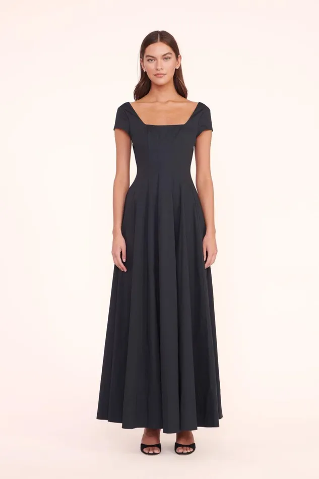 STAUD Dresses Women STAUD MAXI SHORT SLEEVE WELLS DRESS BLACK