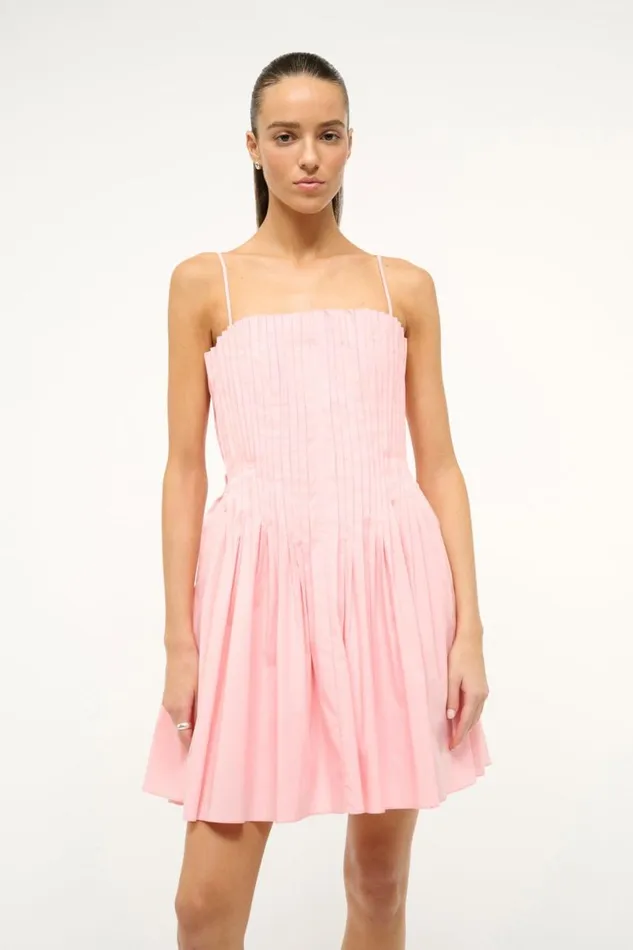 STAUD Dresses Women STAUD MINI BELLA DRESS PEARL PINK STAUD Dresses Women STAUD MINI BELLA DRESS PEARL PINK